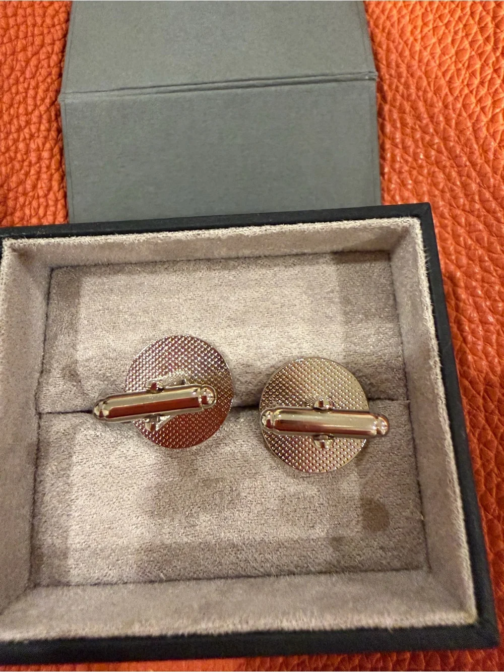 Navy Whale Motif Cuff Links - Silver Accent